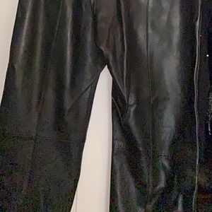 Black leather bootcut jeans